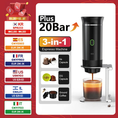 3-in-1 Portable Espresso Coffee Machine